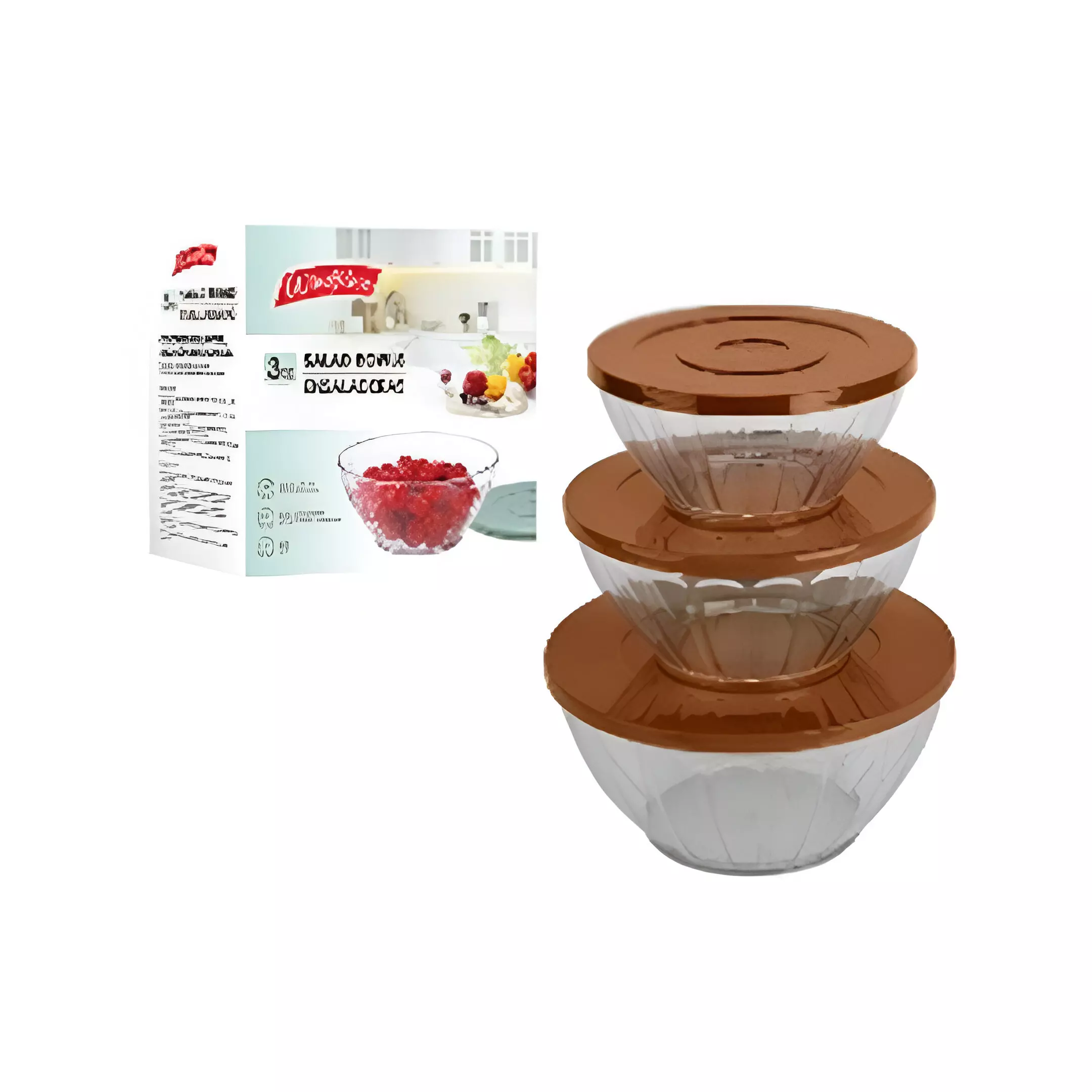 ENSALADERA 3PZAS 1500/2500/3500ML 723-05555 CHOCOLATE/TRANSPARENTE