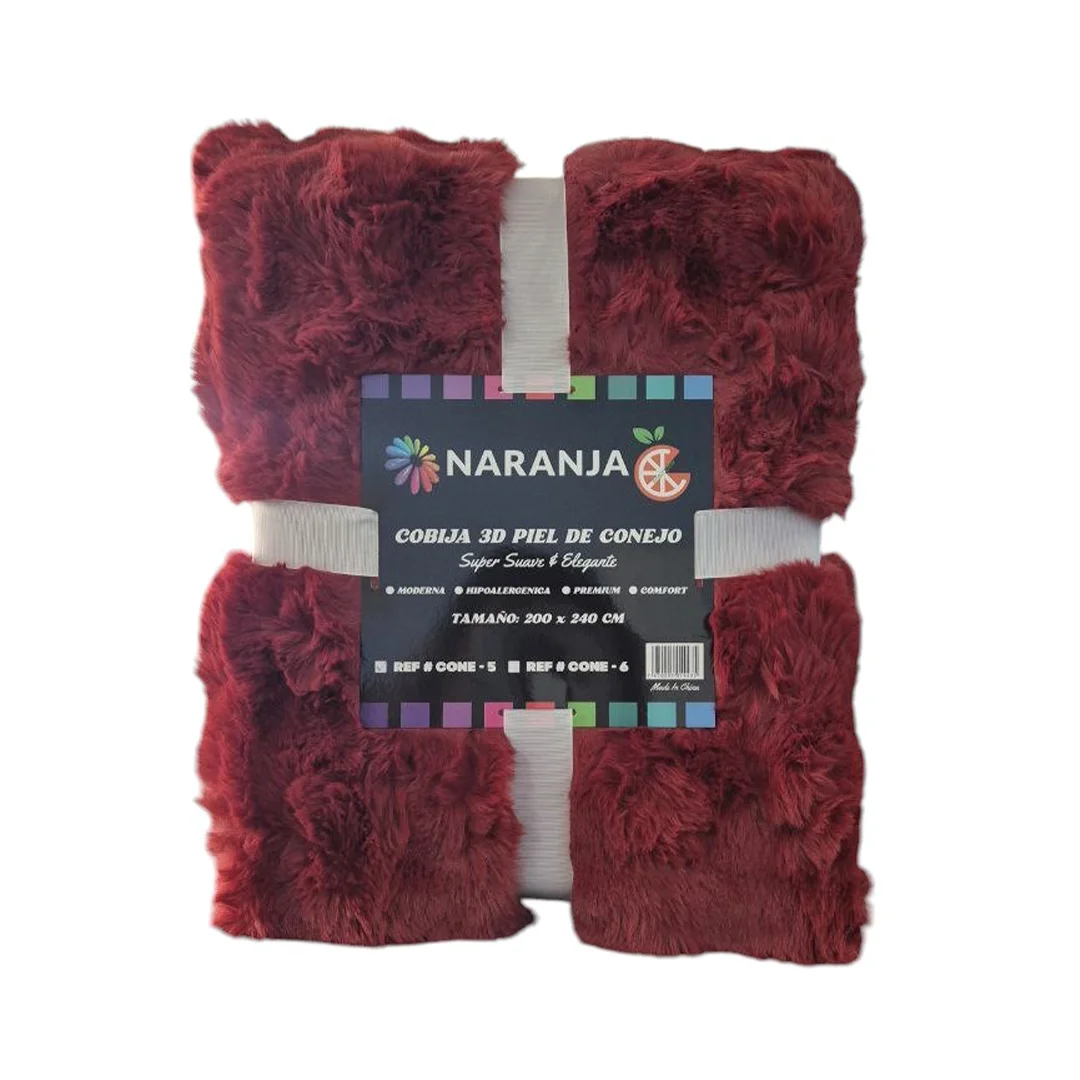 COBIJA 3D NARANJA PIEL DE CONEJO CONE-5 200X240 CM