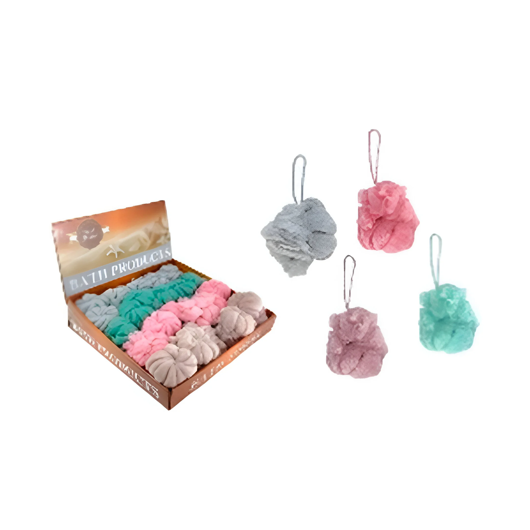 ESPONJA P/ BAÑO 45GR 734-38056 CREMA,ROSADO,VERDE,GRIS