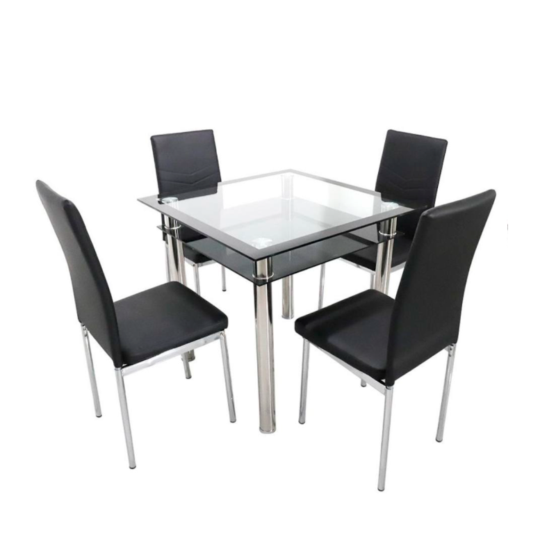 COMEDOR SOL CUADRADO 4 PTOS SILLAS CROMADA 3 CAJAS IGS0019